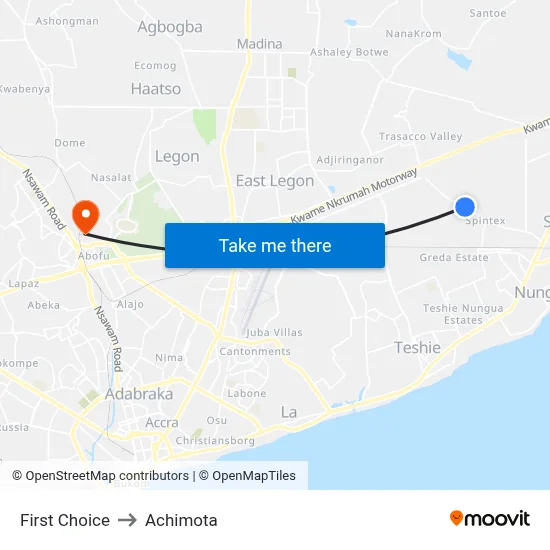 First Choice to Achimota map
