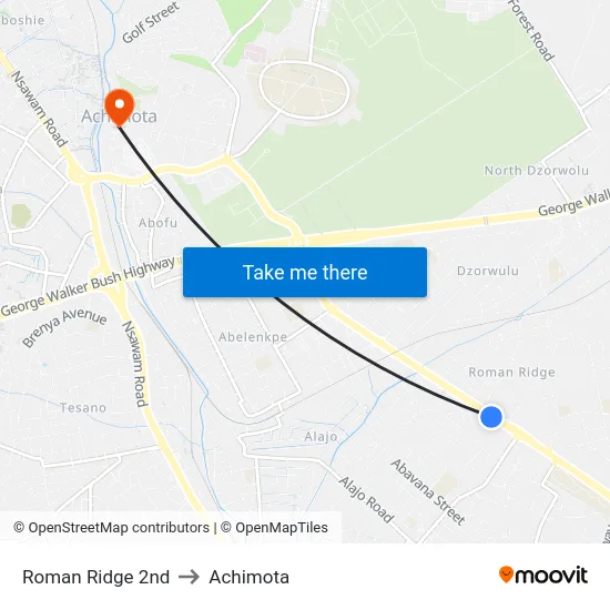 Roman Ridge 2nd to Achimota map
