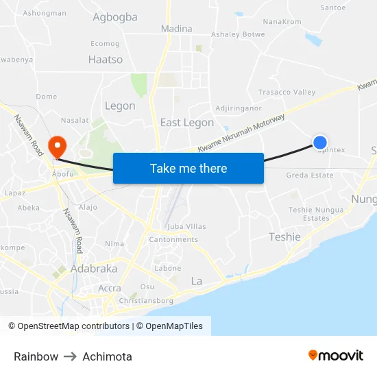 Rainbow to Achimota map