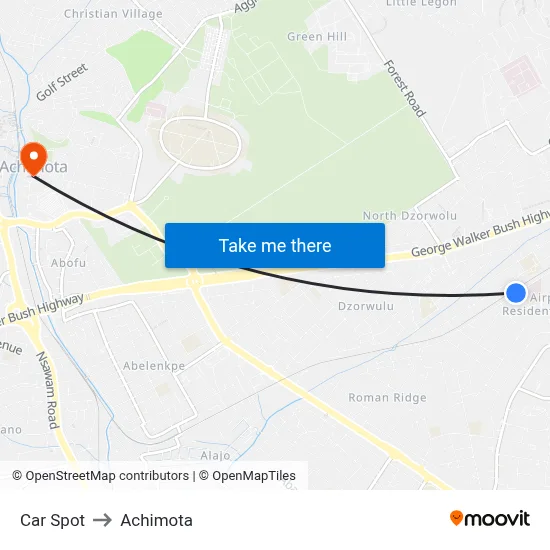 Car Spot to Achimota map