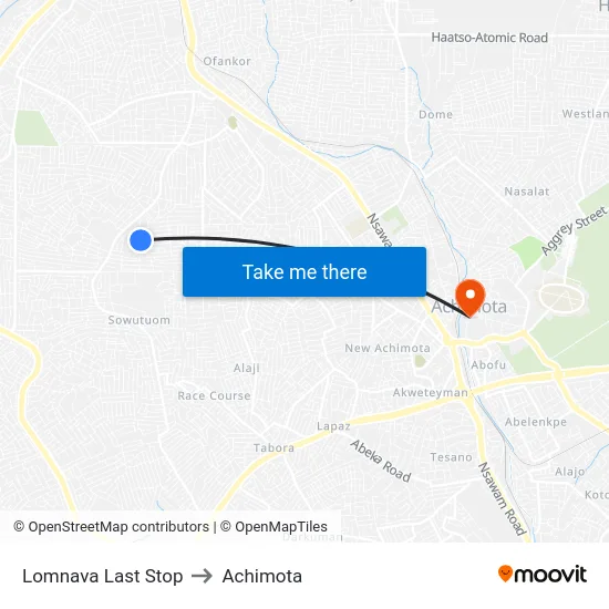 Lomnava Last Stop to Achimota map