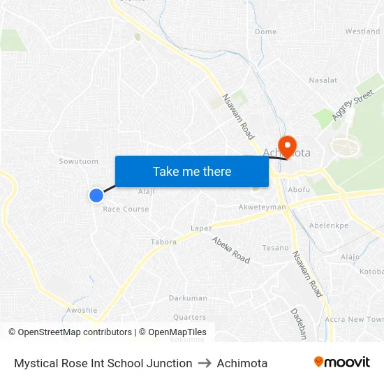 Mystical Rose Int School Junction to Achimota map