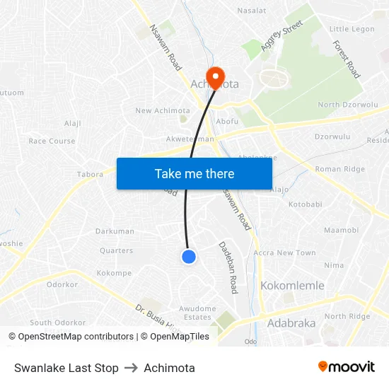Swanlake Last Stop to Achimota map