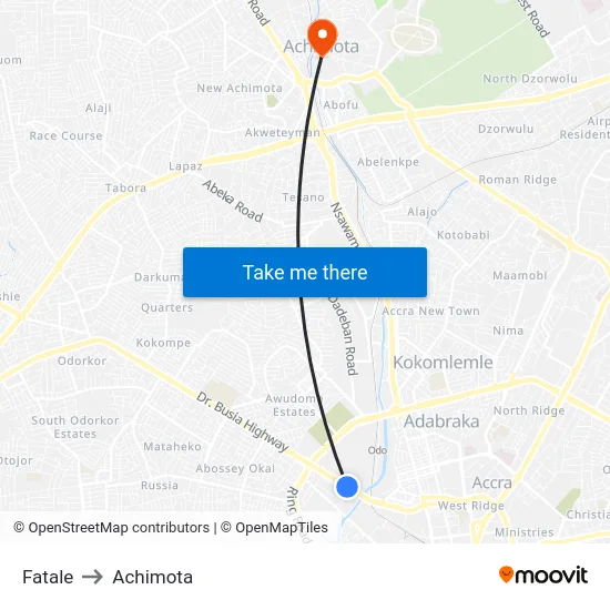 Fatale to Achimota map