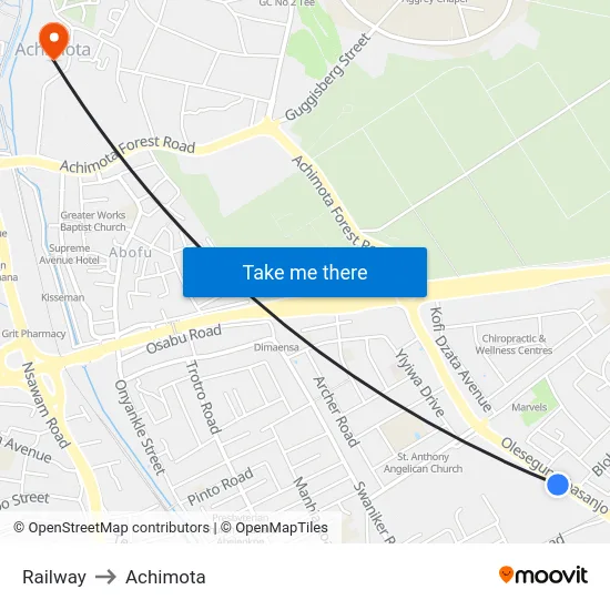 Railway to Achimota map