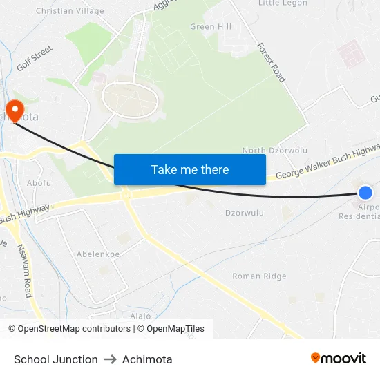 School Junction to Achimota map