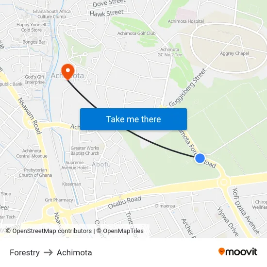 Forestry to Achimota map