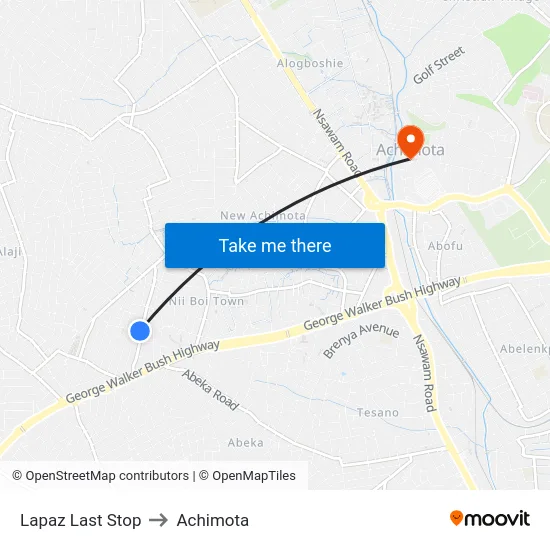 Lapaz Last Stop to Achimota map