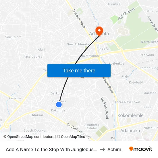 Add A Name To the Stop With Junglebus App to Achimota map