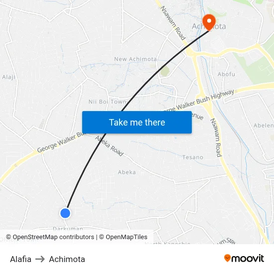 Alafia to Achimota map