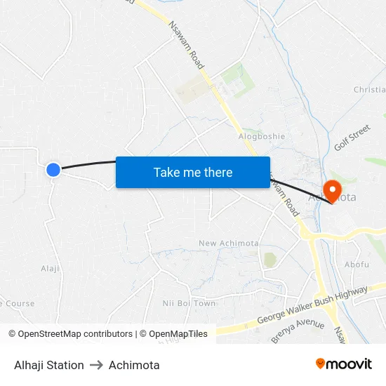 Alhaji Station to Achimota map