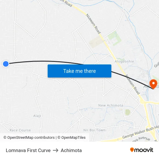Lomnava First Curve to Achimota map