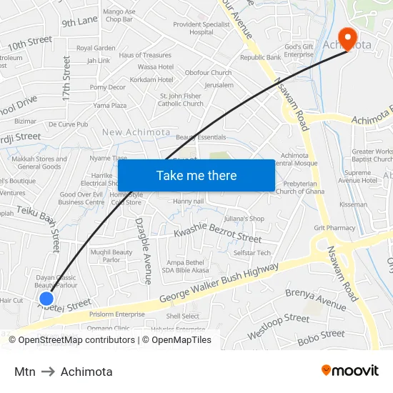 Mtn to Achimota map