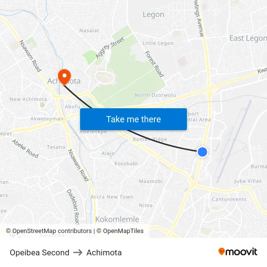Opeibea Second to Achimota map