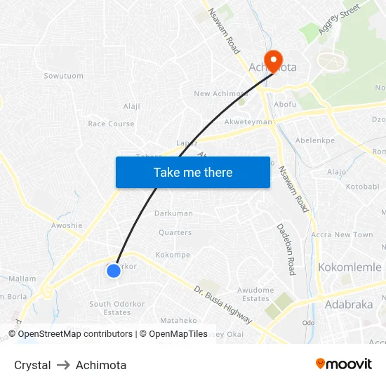 Crystal to Achimota map