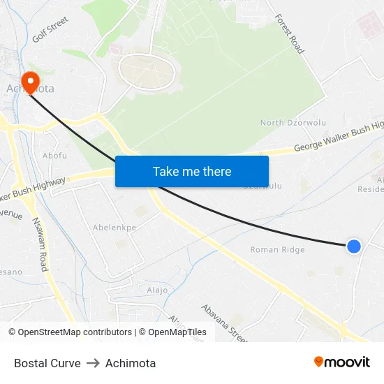 Bostal Curve to Achimota map