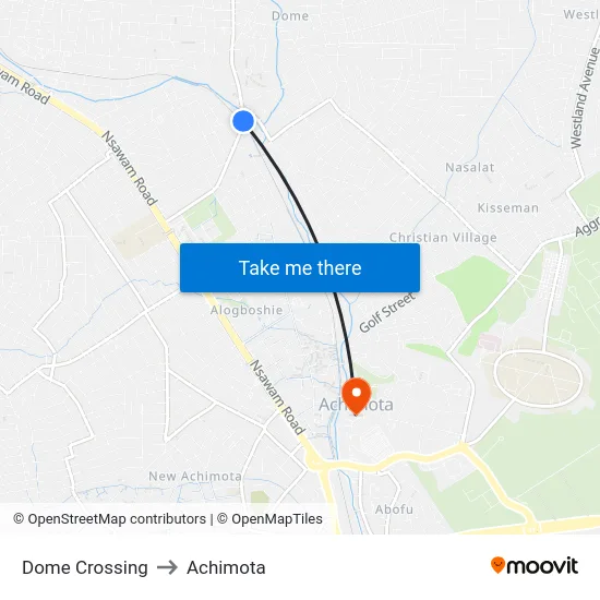 Dome Crossing to Achimota map