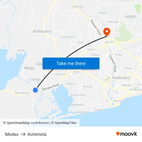 Modex to Achimota map