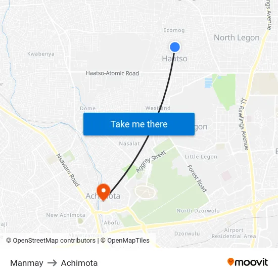 Manmay to Achimota map