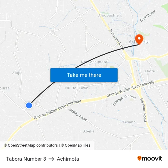 Tabora Number 3 to Achimota map