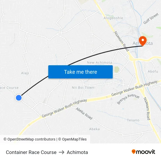 Container Race Course to Achimota map