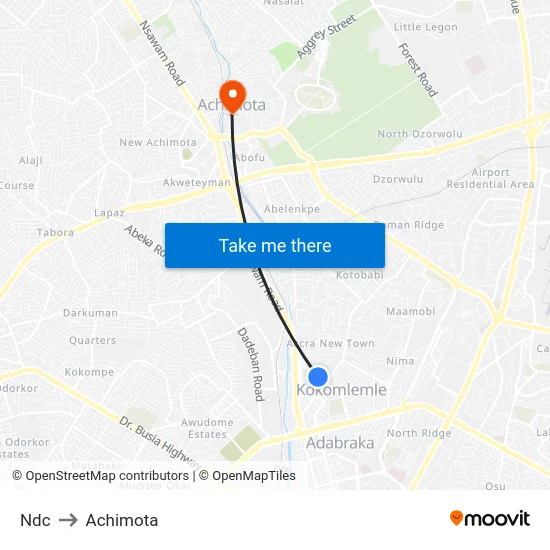 Ndc to Achimota map