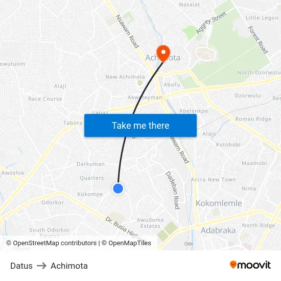 Datus to Achimota map