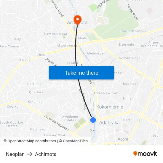 Neoplan to Achimota map