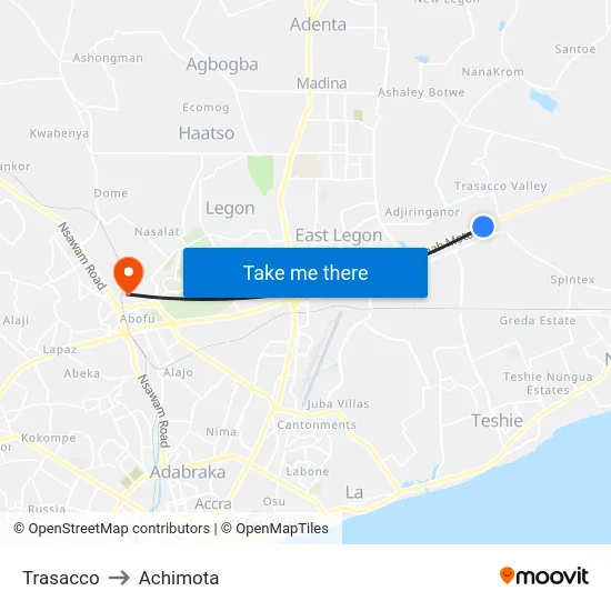Trasacco to Achimota map