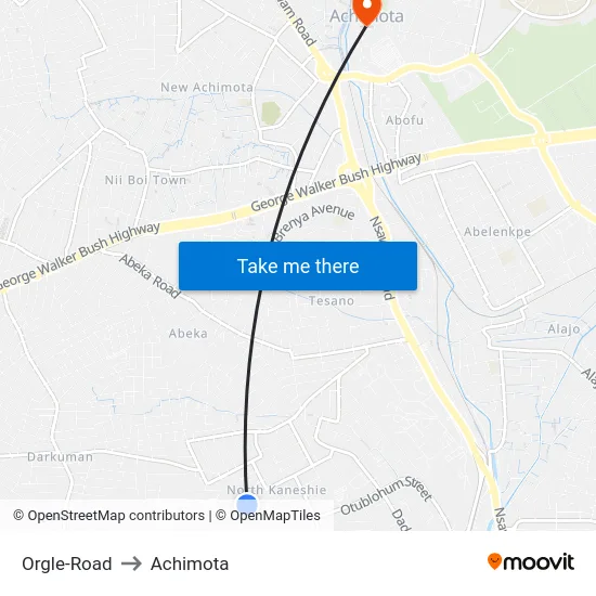 Orgle-Road to Achimota map