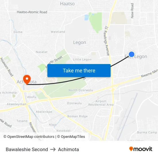Bawaleshie Second to Achimota map