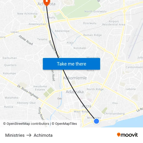 Ministries to Achimota map