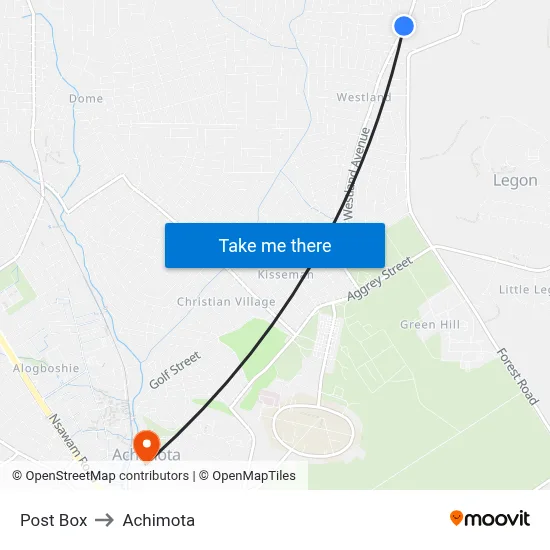 Post Box to Achimota map