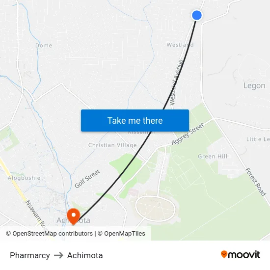 Pharmarcy to Achimota map