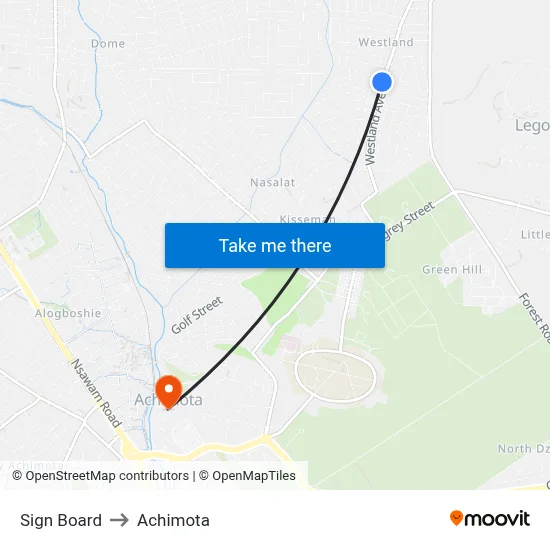 Sign Board to Achimota map