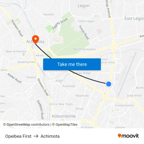Opeibea First to Achimota map