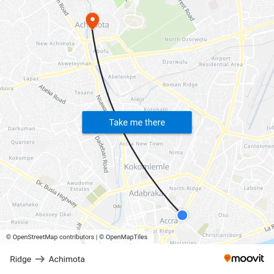 Ridge to Achimota map