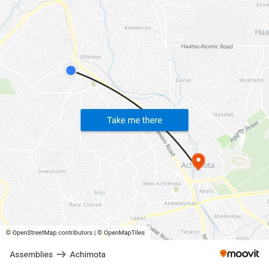 Assemblies to Achimota map