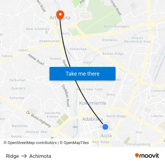Ridge to Achimota map