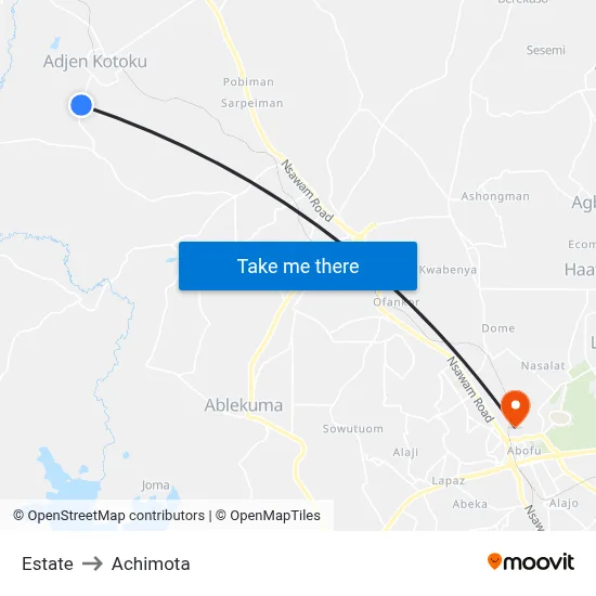 Estate to Achimota map