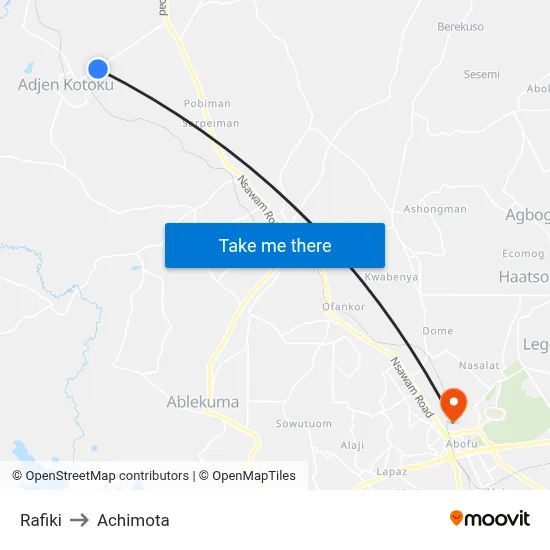 Rafiki to Achimota map