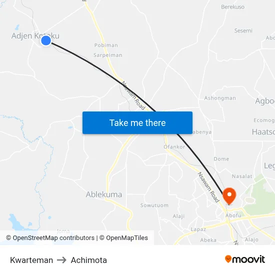 Kwarteman to Achimota map