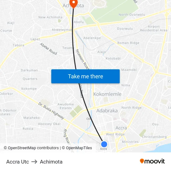 Accra Utc to Achimota map