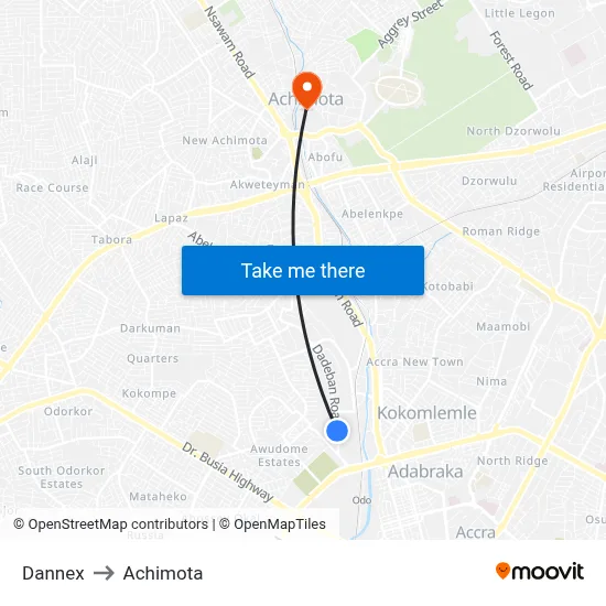 Dannex to Achimota map
