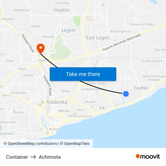 Container to Achimota map