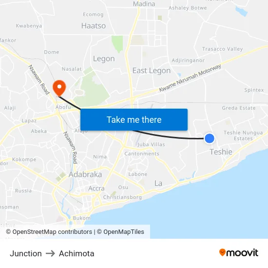 Junction to Achimota map
