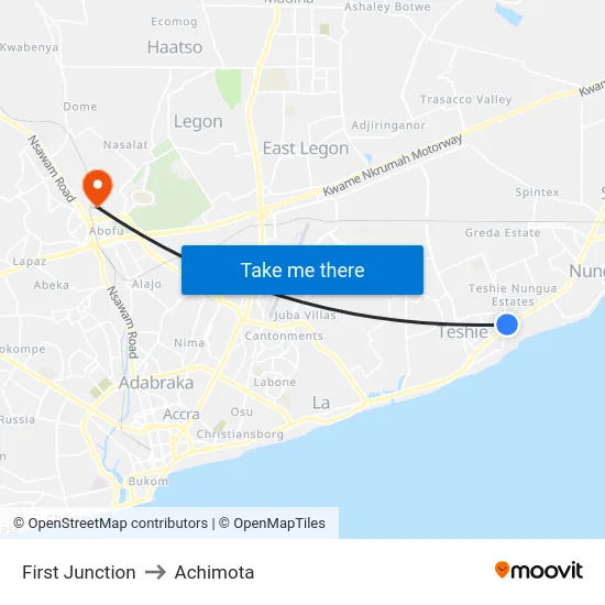 First Junction to Achimota map