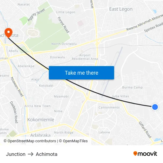 Junction to Achimota map