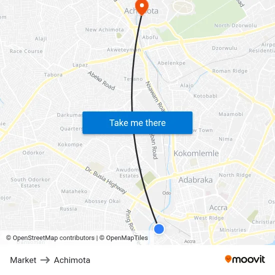 Market to Achimota map