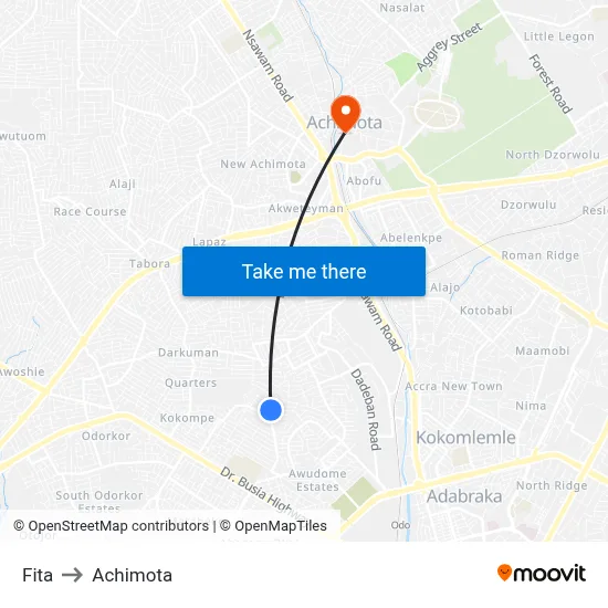 Fita to Achimota map
